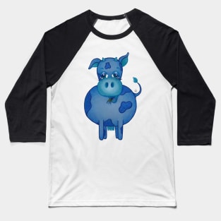 Chill Cow - Peaceful Blue Cartoon Cow Baseball T-Shirt